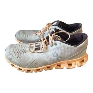 On Running Womens Cloud X Textile Synthetic Trainers Silver/Almond Size 9